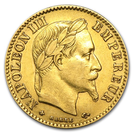 1861-1869 France Gold 10 Francs Napoleon III Laureate AU 1861-1869 France Gold 10 Francs Napoleon III Laureate AU