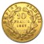 1861-1869 France Gold 10 Francs Napoleon III Laureate AU