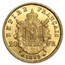 1861-1870 France Gold 20 Francs Napoleon III Laureate AU