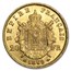 1861-1870 France Gold 20 Francs Napoleon III Laureate (AU)