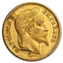 1861-1870 France Gold 20 Francs Napoleon III Laureate XF