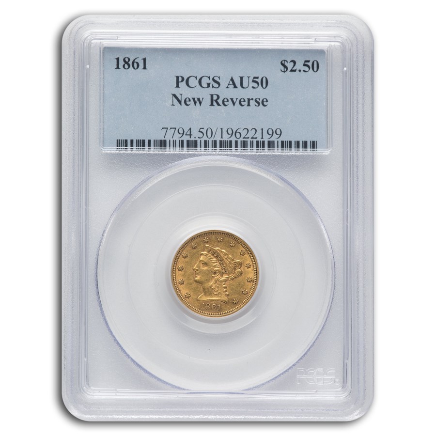 1861 $2.50 Liberty Gold Quarter Eagle AU-50 PCGS