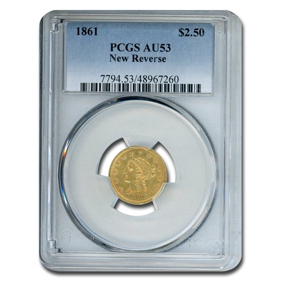1861 $2.50 Liberty Gold Quarter Eagle Type 2 AU-53 PCGS 1861 $2.50 Liberty Gold Quarter Eagle Type 2 AU-53 PCGS