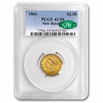 1861 $2.50 Liberty Gold Quarter Eagle Type 2 AU-55 PCGS CAC