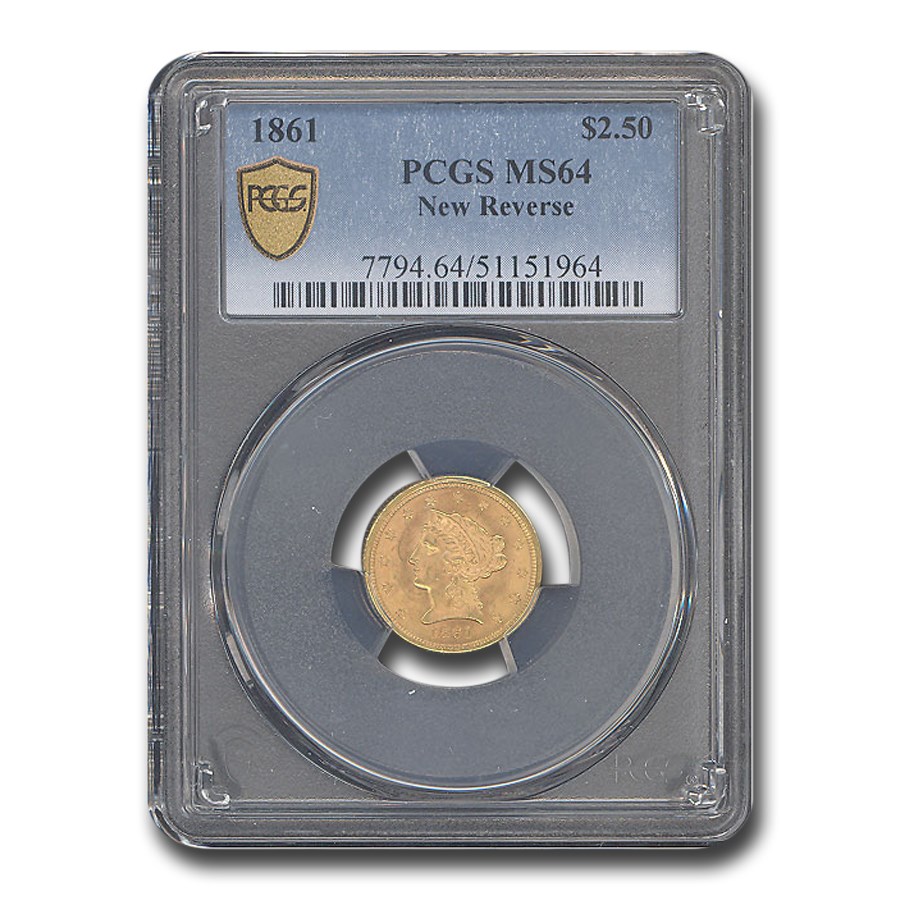 1861 $2.50 Liberty Gold Quarter Eagle Type 2 MS-64 PCGS