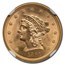 1861 $2.50 Liberty Gold Quarter Eagle Type 2 MS-65 NGC