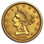 1861 $2.50 Liberty Gold Quarter Eagle Type 2 XF