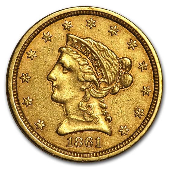 1861 $2.50 Liberty Gold Quarter Eagle Type 2 XF 1861 $2.50 Liberty Gold Quarter Eagle Type 2 XF