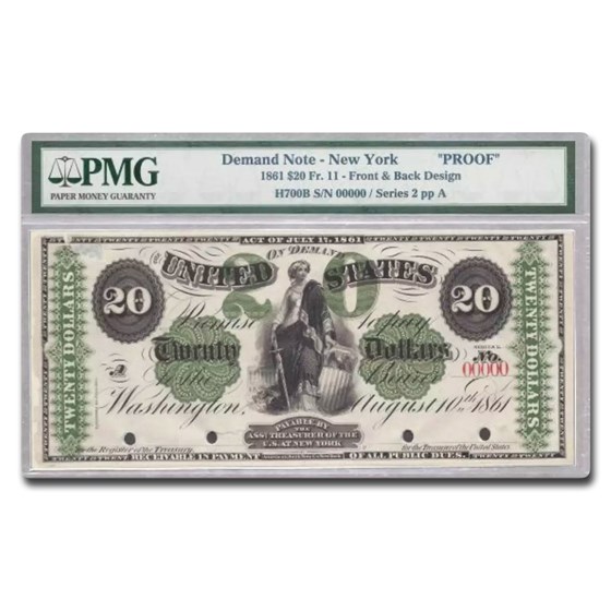 1861 $20.00 Demand Note - New York Proof PMG (Fr#11) 1861 $20.00 Demand Note - New York Proof PMG (Fr#11)