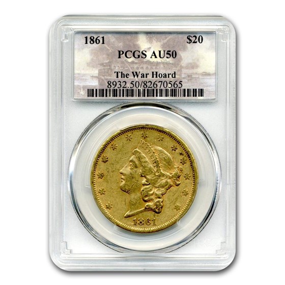 1861 $20 Liberty Gold Dbl Eagle AU-50 PCGS (First Yr War Hoard) 1861 $20 Liberty Gold Dbl Eagle AU-50 PCGS (First Yr War Hoard)
