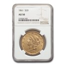1861 $20 Liberty Gold Double Eagle AU-50 NGC