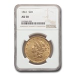 1861 $20 Liberty Gold Double Eagle AU-50 NGC