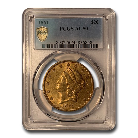 1861 $20 Liberty Gold Double Eagle AU-50 PCGS 1861 $20 Liberty Gold Double Eagle AU-50 PCGS