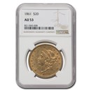 1861 $20 Liberty Gold Double Eagle AU-53 NGC