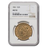 1861 $20 Liberty Gold Double Eagle AU-53 NGC