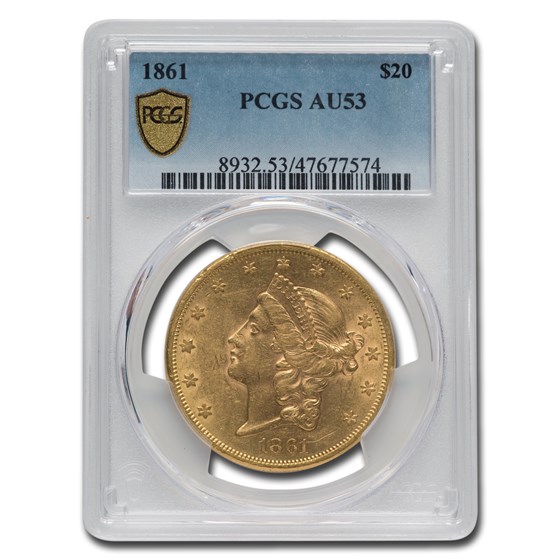 1861 $20 Liberty Gold Double Eagle AU-53 PCGS 1861 $20 Liberty Gold Double Eagle AU-53 PCGS
