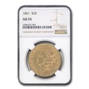 1861 $20 Liberty Gold Double Eagle AU-55 NGC