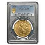 1861 $20 Liberty Gold Double Eagle AU-55 PCGS