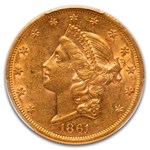 1861 $20 Liberty Gold Double Eagle AU-55 PCGS
