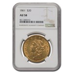 1861 $20 Liberty Gold Double Eagle AU-58 NGC