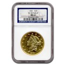 1861 $20 Liberty Gold Double Eagle MS-61 NGC (S.S. Republic)