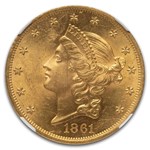 1861 $20 Liberty Gold Double Eagle MS-61 NGC