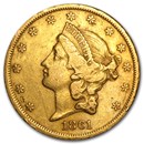 1861 $20 Liberty Gold Double Eagle VF Details (Cleaned)