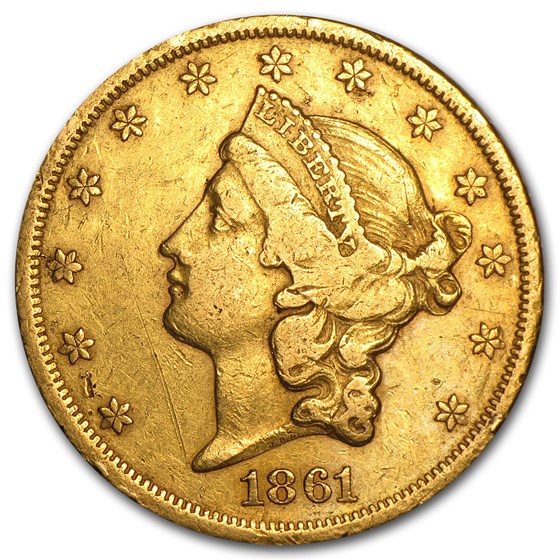 1861 $20 Liberty Gold Double Eagle VF Details (Cleaned) 1861 $20 Liberty Gold Double Eagle VF Details (Cleaned)