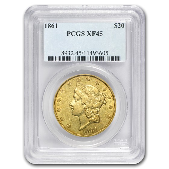 1861 $20 Liberty Gold Double Eagle XF-45 PCGS 1861 $20 Liberty Gold Double Eagle XF-45 PCGS
