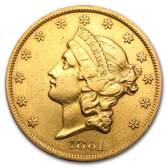 1861 $20 Liberty Gold Double Eagle XF Details (Cleaned) 1861 $20 Liberty Gold Double Eagle XF Details (Cleaned)