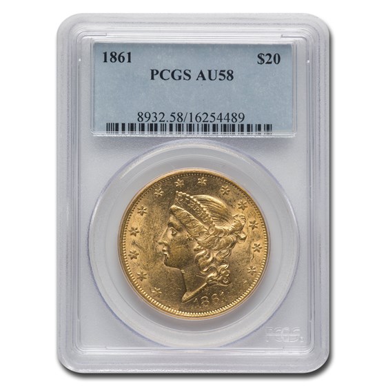 1861 $20 Liberty Gold Double Eagle AU-58 PCGS 1861 $20 Liberty Gold Double Eagle AU-58 PCGS