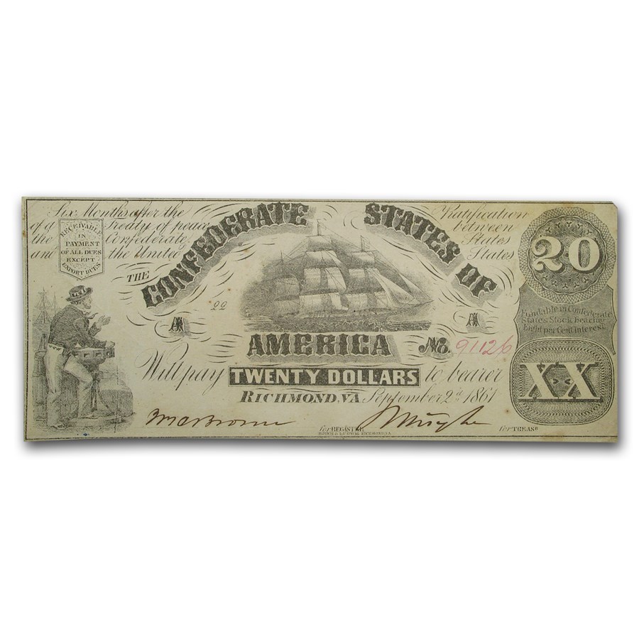 1861 $20 (T-18) Sailing Ship XF