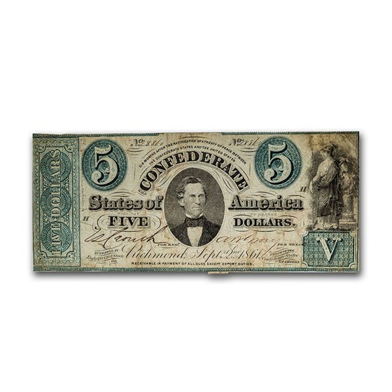 1861 $5.00 (T-33) Memminger VF 1861 $5.00 (T-33) Memminger VF