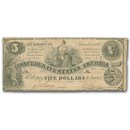 1861 $5.00 (T-36) Ceres Seated on Bale of Cotton Fine