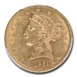 1861 $5 Liberty Gold Half Eagle AU-55 CACG