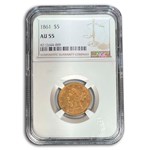 1861 $5 Liberty Gold Half Eagle AU-55 NGC