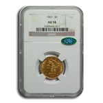 1861 $5 Liberty Gold Half Eagle AU-58 NGC CAC