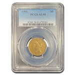 1861 $5 Liberty Gold Half Eagle AU-58 PCGS