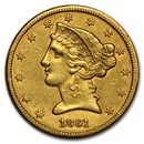 1861 $5 Liberty Gold Half Eagle AU Details (Cleaned)
