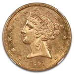 1861 $5 Liberty Gold Half Eagle MS-60 NGC
