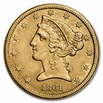 1861 $5 Liberty Gold Half Eagle XF