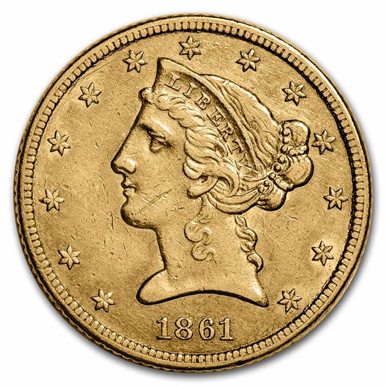 1861 $5 Liberty Gold Half Eagle XF 1861 $5 Liberty Gold Half Eagle XF