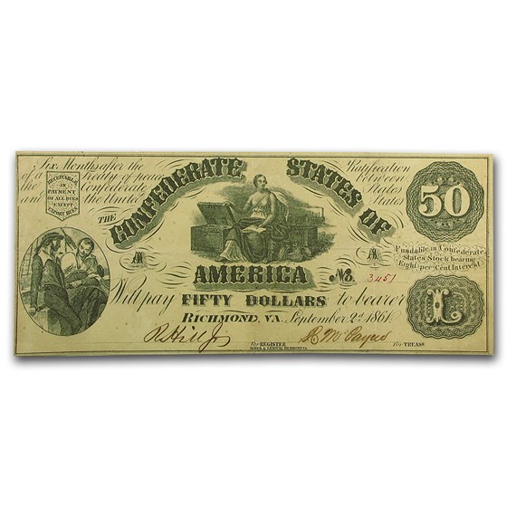 1861 $50.00 (T-14) Moneta & Chest XF 1861 $50.00 (T-14) Moneta & Chest XF