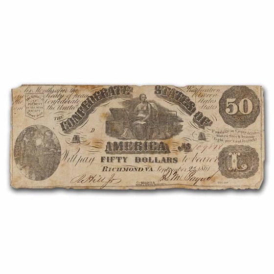 1861 $50 (T-14) Moneta & Chest VG 1861 $50 (T-14) Moneta & Chest VG