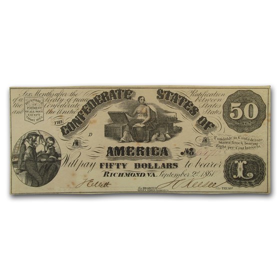1861 $50 (T-14) Moneta & Treasure Chests AU 1861 $50 (T-14) Moneta & Treasure Chests AU