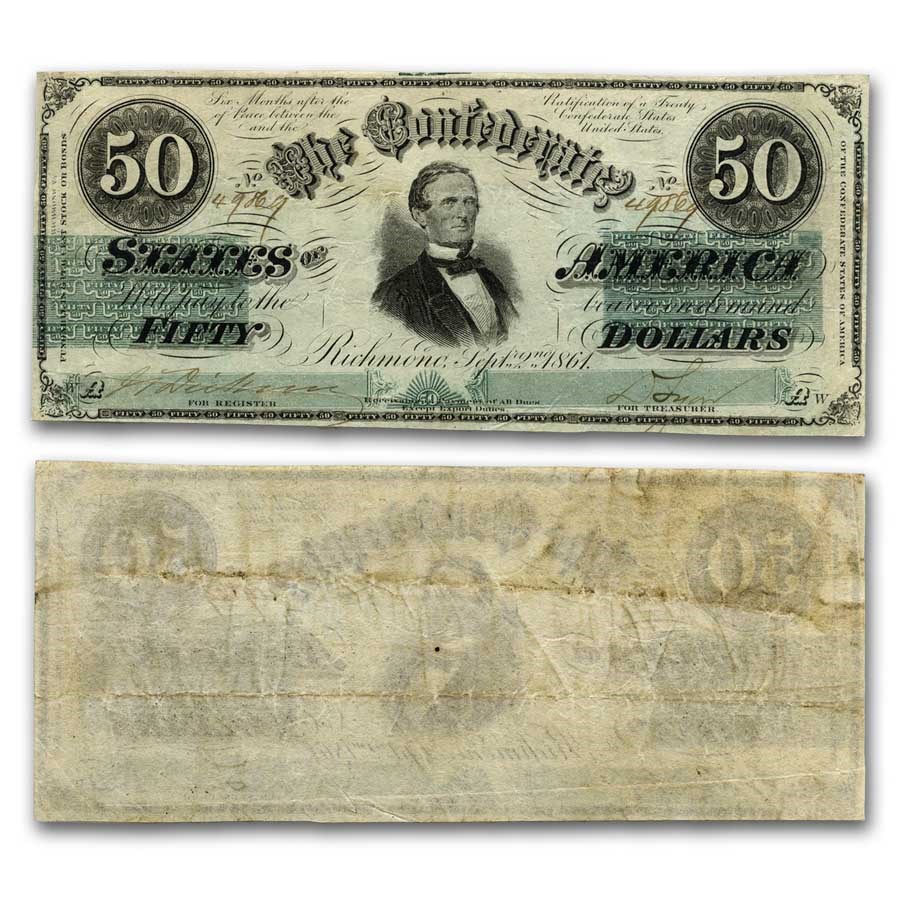 1861 $50 (T-16) Jefferson Davis VF