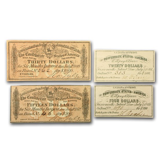 1861-64 CSA Bond Coupons AU+ (Value & Date of our choice) 1861-64 CSA Bond Coupons AU+ (Value & Date of our choice)