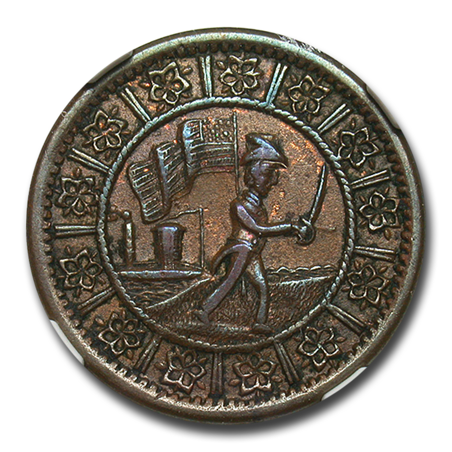 army & navy civil war token man holding sword army & navy civil war token man holding sword