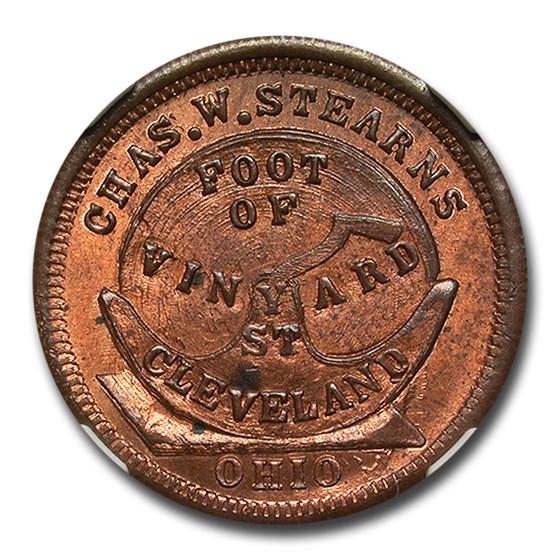 1861-65 Chas. W. Stearns Civil War Token MS-65 NGC (RB F-1750-1a) 1861-65 Chas. W. Stearns Civil War Token MS-65 NGC (RB F-1750-1a)