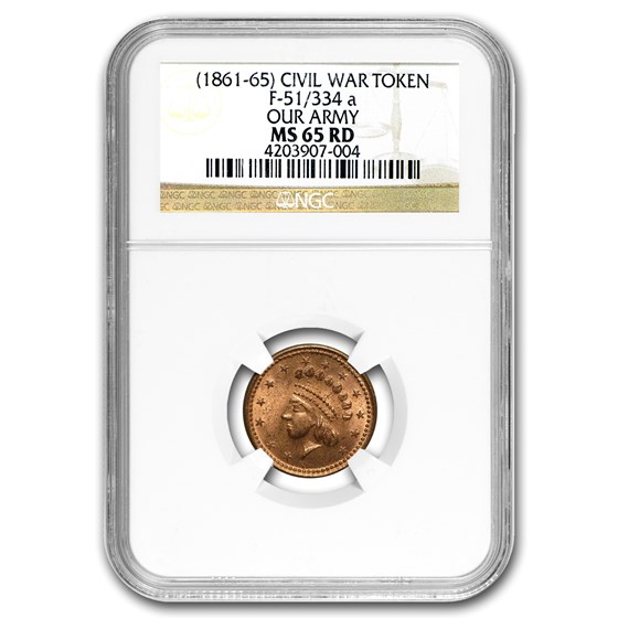 1861-65 Civil War Token Patriotic 51/334a MS-65 NGC (Red) 1861-65 Civil War Token Patriotic 51/334a MS-65 NGC (Red)